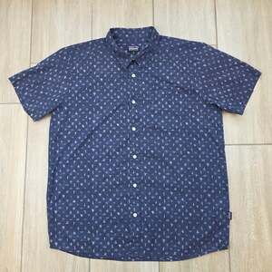 Patagonia Go To Shirt Mens XL Navy Cactus Print Organic Cotton Short Sleeve